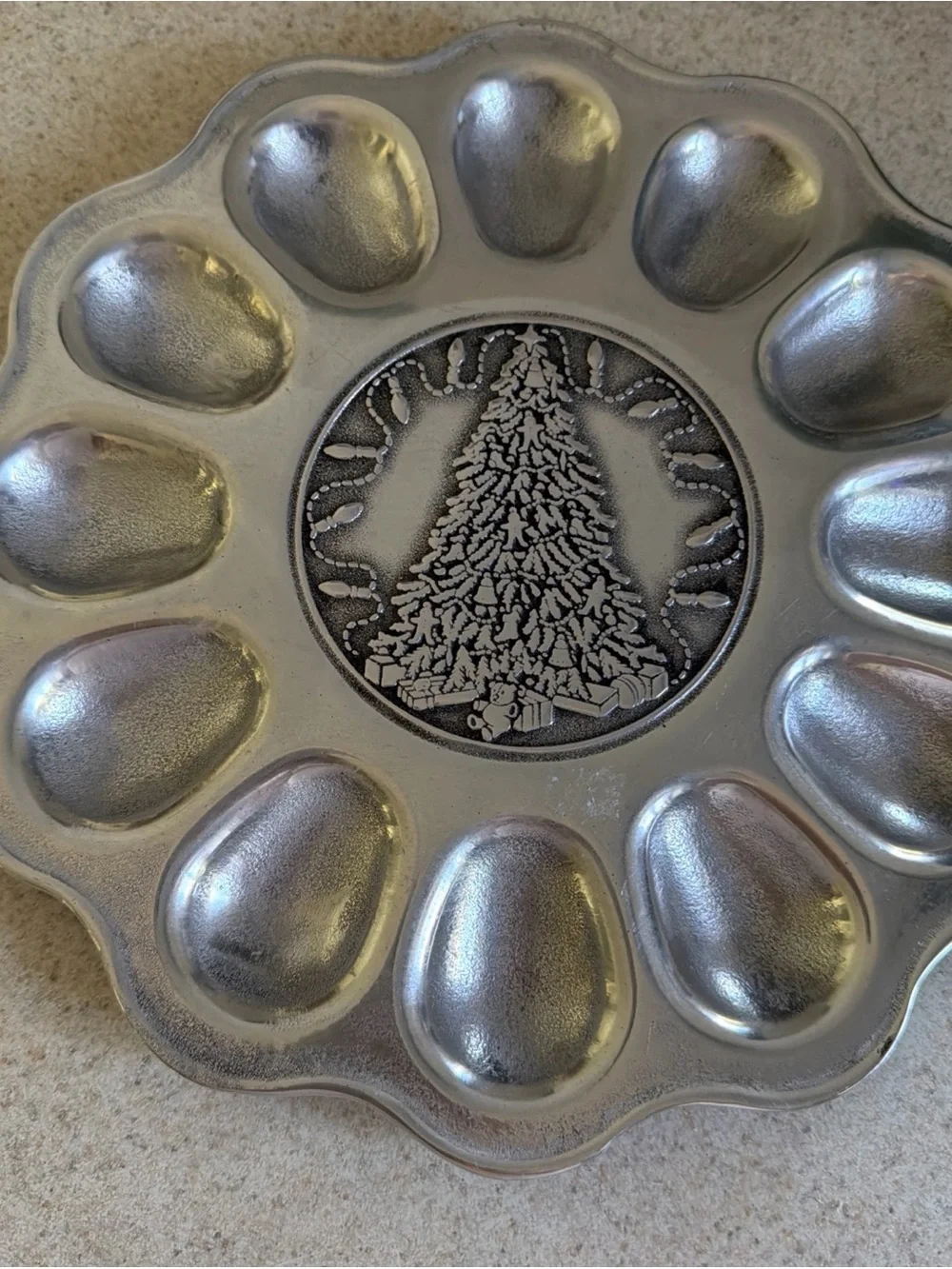 Wilton Armetale Pewter Holiday Tree Deviled Egg Server “tree light egg tray”